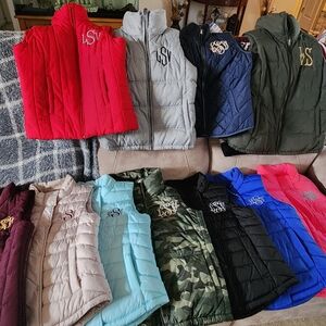 Old Navy, GAP,  NY & Co Quilted Monogram (LSV) Puffer Vests in Multiple Colors
